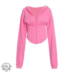 Optional Solid Color Waist Tied Hoodie - QH Clothing