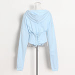 Optional Solid Color Waist Tied Hoodie - QH Clothing