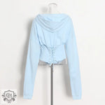 Optional Solid Color Waist Tied Hoodie - QH Clothing