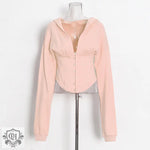 Optional Solid Color Waist Tied Hoodie - QH Clothing