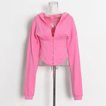 Optional Solid Color Waist Tied Hoodie - QH Clothing