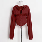 Optional Solid Color Waist Tied Hoodie - QH Clothing