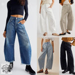 "Multi Color Wide Leg Cropped Jeans" - QH Clothing