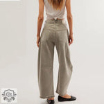 "Multi Color Wide Leg Cropped Jeans" - QH Clothing