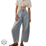 "Multi Color Wide Leg Cropped Jeans" - QH Clothing