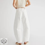 "Multi Color Wide Leg Cropped Jeans" - QH Clothing