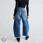 "Multi Color Wide Leg Cropped Jeans" - QH Clothing