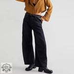 "Multi Color Wide Leg Cropped Jeans" - QH Clothing