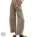 "Multi Color Wide Leg Cropped Jeans" - QH Clothing