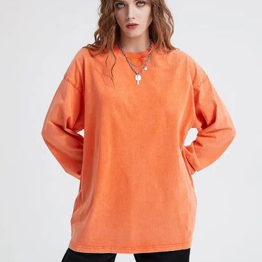 Solid Cotton Loose Fit Sweatshirt - QH Clothing