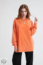 Solid Cotton Loose Fit Sweatshirt - QH Clothing