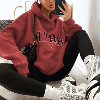 Game Letter Graphic Velvet Hoodie - QH Clothing