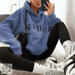 Game Letter Graphic Velvet Hoodie - QH Clothing