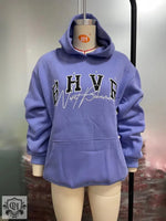 Game Letter Graphic Velvet Hoodie - QH Clothing