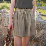 Linen Tie Shorts - High Rise - QH Clothing