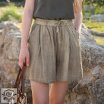 Linen Tie Shorts - High Rise - QH Clothing