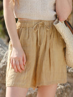 Linen Tie Shorts - High Rise - QH Clothing