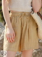 Linen Tie Shorts - High Rise - QH Clothing