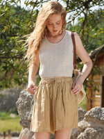 Linen Tie Shorts - High Rise - QH Clothing