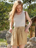 Linen Tie Shorts - High Rise - QH Clothing