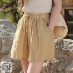 Linen Tie Shorts - High Rise - QH Clothing