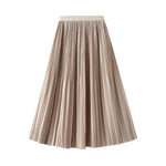 Elegant Pleated Skirt Double Pleated Draping Summer Slimming Mid Length Pleated Skirt - Quality Home Clothing| Beauty