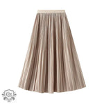 Elegant Pleated Skirt Double Pleated Draping Summer Slimming Mid Length Pleated Skirt - Quality Home Clothing| Beauty