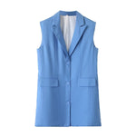 Solid Sleeveless Vest With Buttons - Clothing