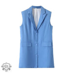 Solid Sleeveless Vest With Buttons - Clothing