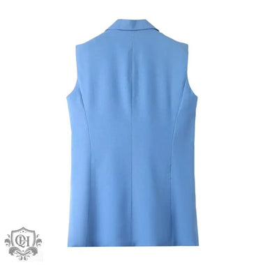 Solid Sleeveless Vest With Buttons - Clothing