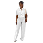 Solid Two-Piece Casual Set - S / White - Clothing