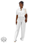 Solid Two-Piece Casual Set - S / White - Clothing