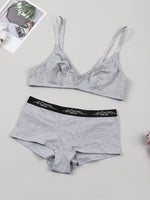 Solid Wireless Bra & High-Waist Panties - S / Gray - Clothing