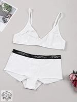 Solid Wireless Bra & High-Waist Panties - S / White - Clothing