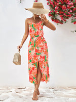 Popular Spaghetti Strap Floral Print Split Dress - Quality Home Clothing| Beauty