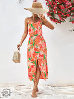 Popular Spaghetti Strap Floral Print Split Dress - Quality Home Clothing| Beauty