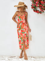 Popular Spaghetti Strap Floral Print Split Dress - Quality Home Clothing| Beauty