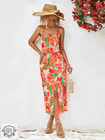 Popular Spaghetti Strap Floral Print Split Dress - Quality Home Clothing| Beauty