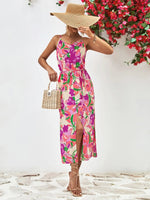 Popular Spaghetti Strap Floral Print Split Dress - Quality Home Clothing| Beauty