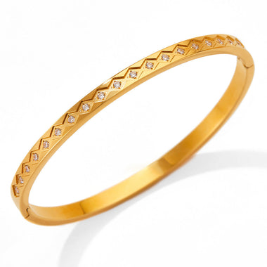 18K gold fashionable simple rhombus diamond design versatile bracelet - QH Clothing