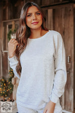 White crewneck sweater with long sleeves from Spinach Green Lounge Set in euro sizes