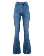 High Waist Split Flared Denim Jeans - QH Clothing