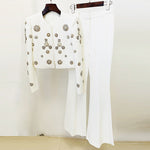 Split Flared Trousers & Beaded Jacket - Clothing