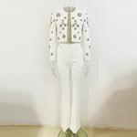 Split Flared Trousers & Beaded Jacket - Clothing