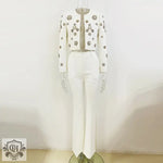 Split Flared Trousers & Beaded Jacket - Clothing