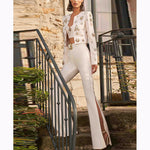 Split Flared Trousers & Beaded Jacket - Clothing