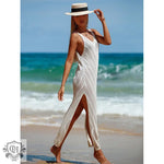 Backless V-Neck Maxi Dress - QH Clothing