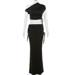 Split Sleeve Top & Maxi Skirt Set - Clothing