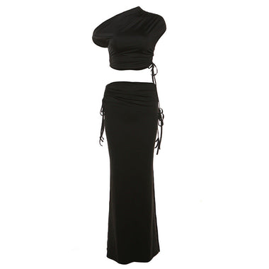 Split Sleeve Top & Maxi Skirt Set - Clothing