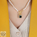 Exquisite Pearl and Gemstone Pendant Necklace -  QH Clothing